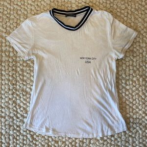 Brandy Melville New York City White Navy Tee